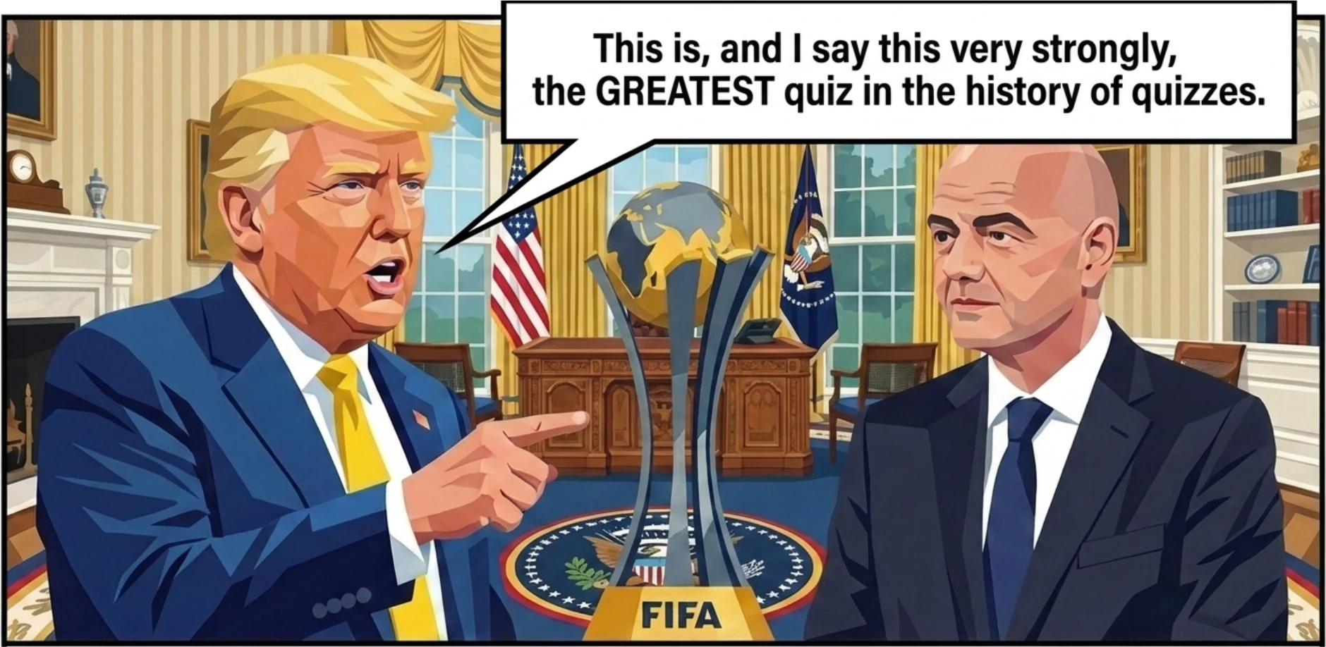 Illustratie met Donald Trump en Gianni Infantino
